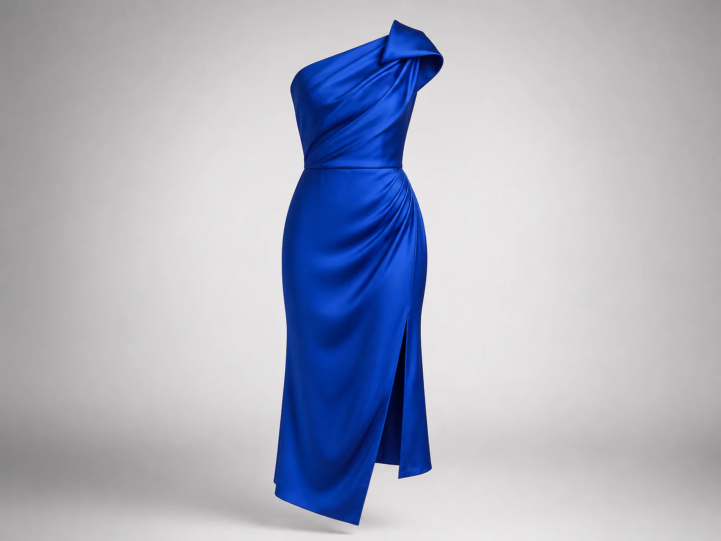 Cobalt-blue asymmetric midi dress product reference