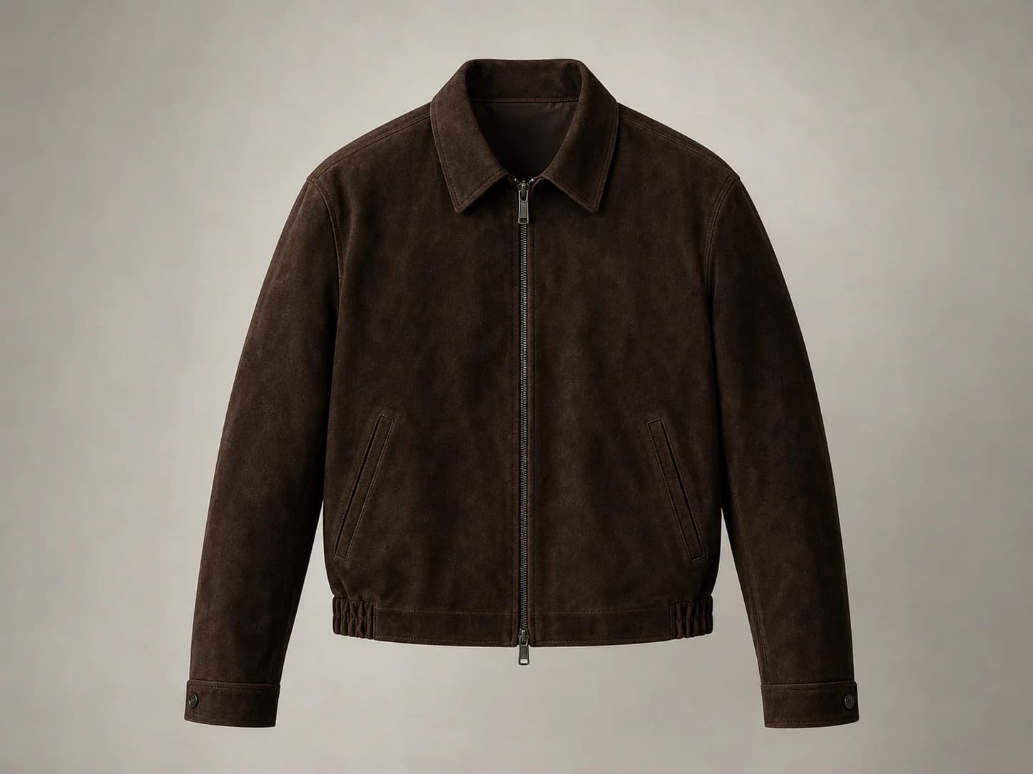 Dark chocolate suede blouson product reference
